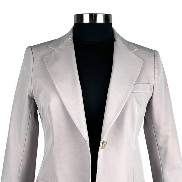 THEORY BEIGE NOTCHED COLLAR DOUBLE BUTTON DOWN STRETCH BLAZER JACKET - Picture 7 of 15